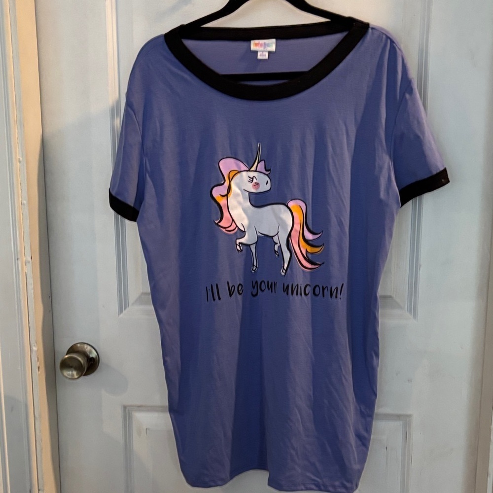 LuLaRoe Unicorn Graphic Tee - Blue and Black- NWOT